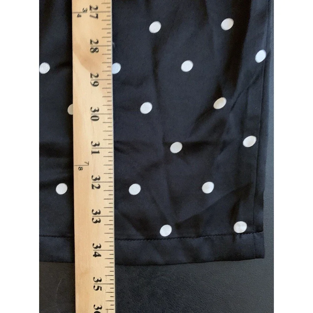 J Crew Size L XL Robe Black And White Polka Dot Belted 3/4 Length Sleeves NWT